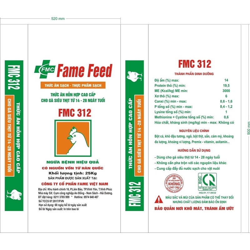 Cám cho gà siêu thịt từ 14 - 28 ngày tuổi FMC 321