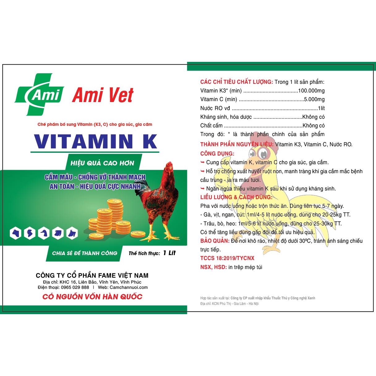 Chế phẩm bổ sung vitamin (K3, C) cho gia súc, gia cầm