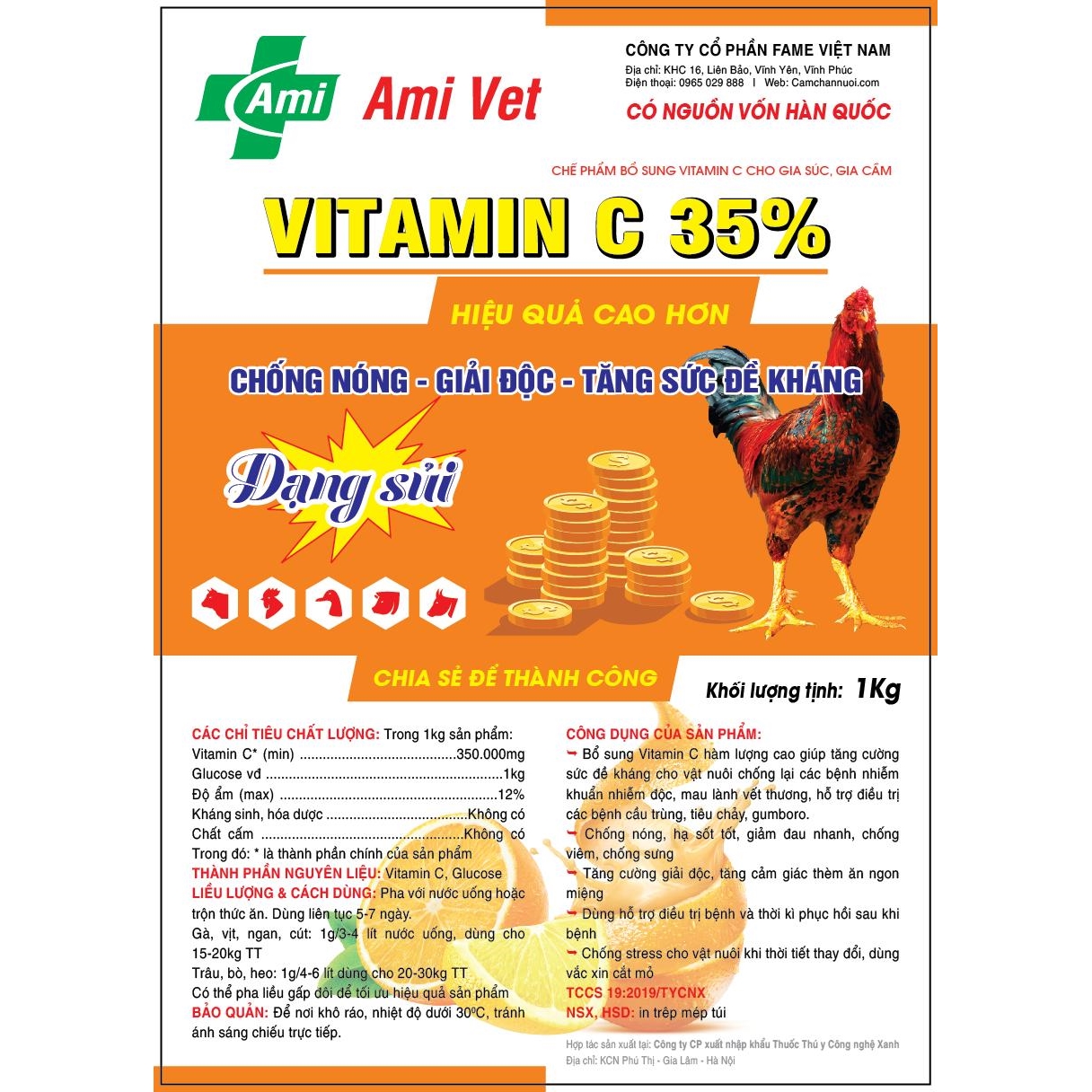 Chế phẩm bổ sung vitamin VITAMIN C 35%