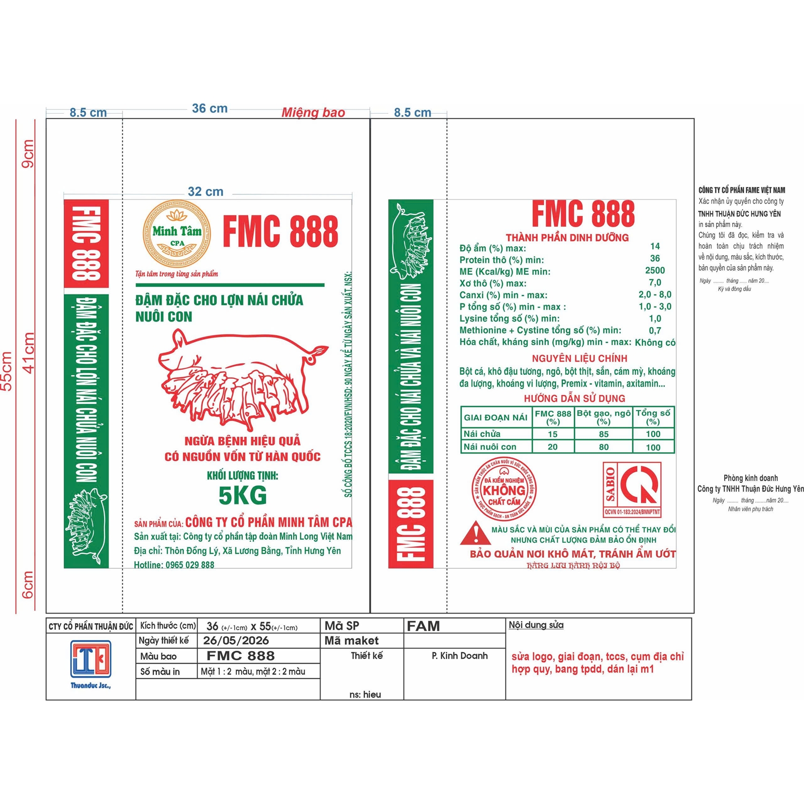 ĐẬM ĐẶC CHO LỢN NÁI CHỬA NUÔI CON - FMC 888