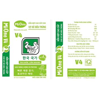 HỖN HỢP CAO CẤP CHO VỊT ĐẺ SIÊU TRỨNG -  MIONE V4