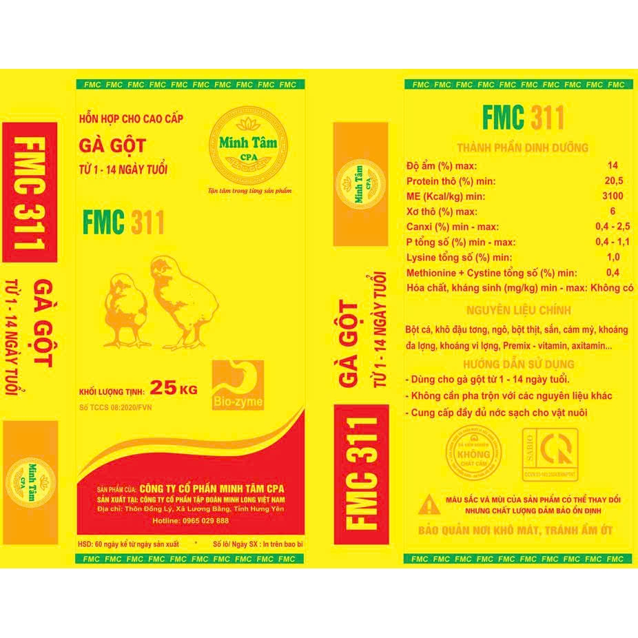 Hỗn hợp cao cấp cho gà gột từ 1 -14 ngày tuổi - FMC 311