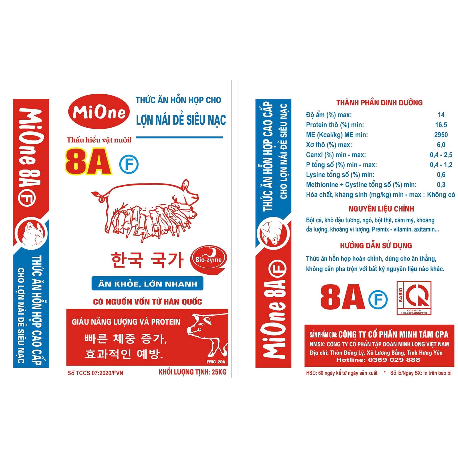 Hỗn hợp cho lợn nái đẻ siêu nạc - MIONE 8AF