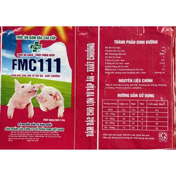 THỨC ĂN ĐẬM ĐẶC CAO CẤP CHO LỢN TỪ TẬP ĂN - XUẤT CHUỒNG FMC 111 TÚI HỒNG