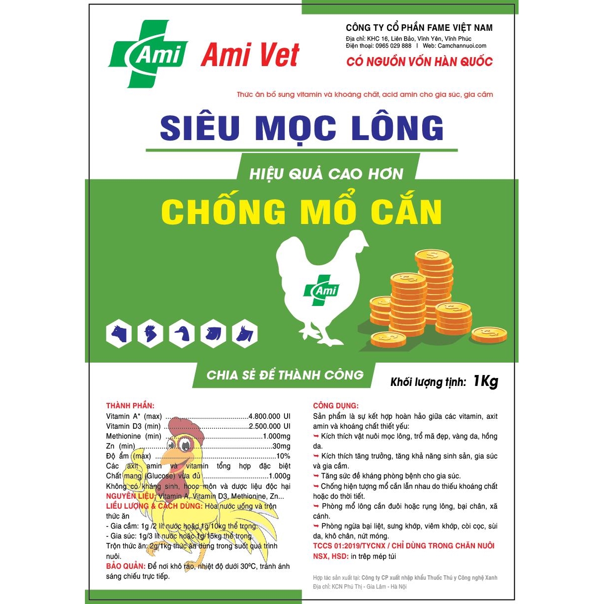 Thức ăn bổ sung SIÊU MỌC LÔNG, CHÓNG MỔ CẮN