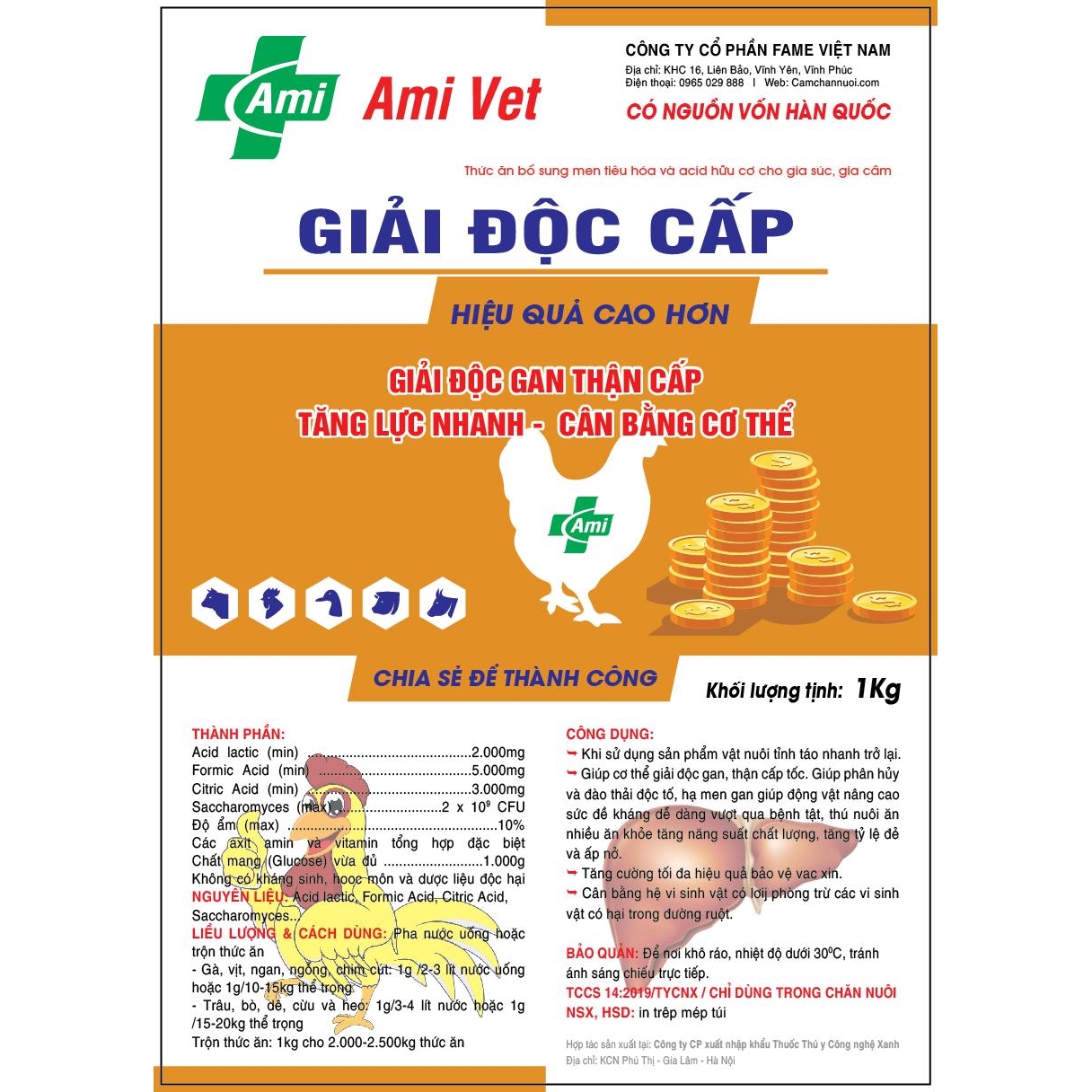 Thức ăn bổ sung men tiêu hóa và acid hữu cơ GIẢI ĐỘC CẤP