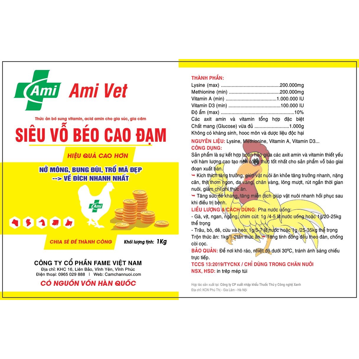 Thức ăn bổ sung vitamin, acid amin SIÊU VỖ BÉO CAO ĐẠM