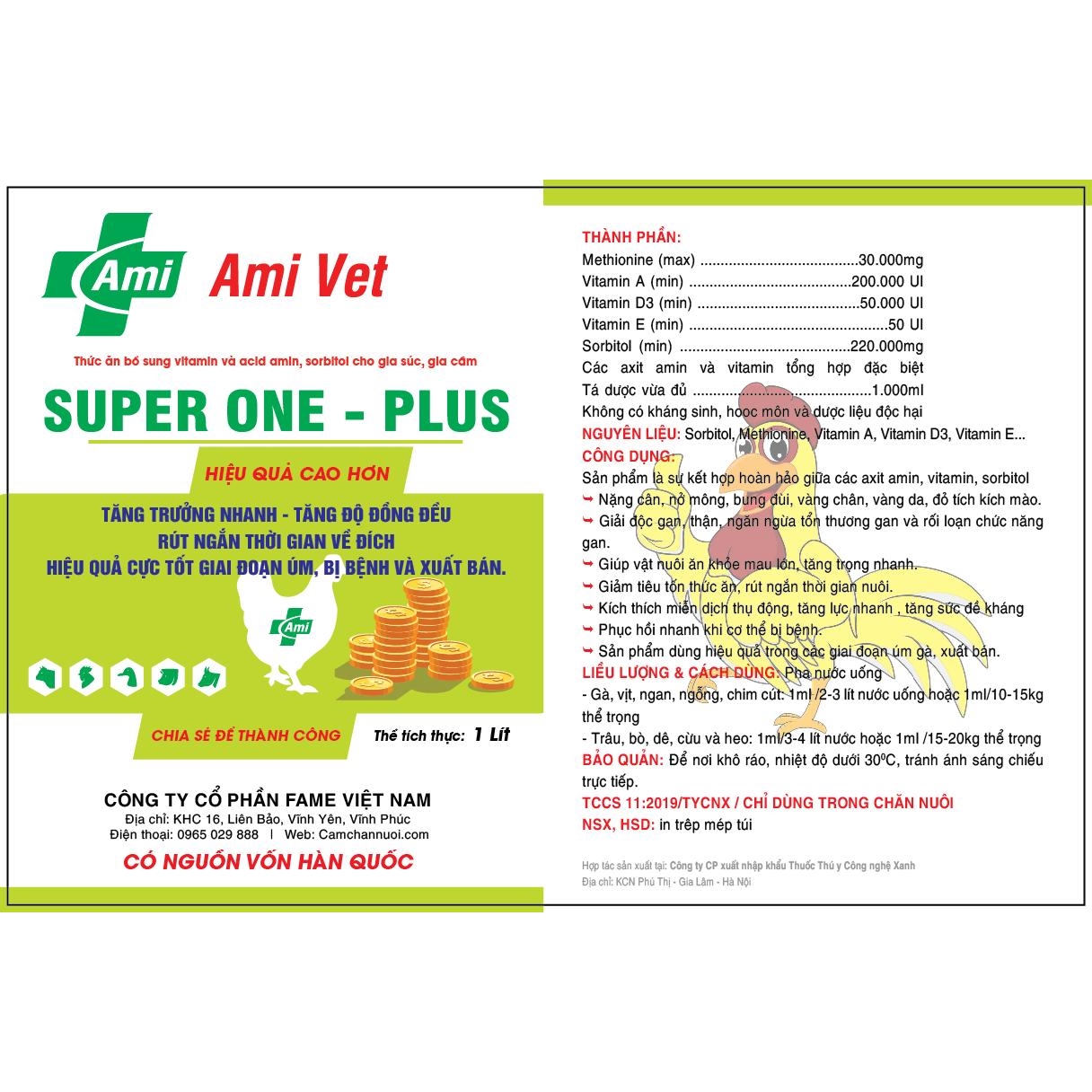 Thức ăn bổ sung vitamin và acid amin, sorbitol SUPER ONE - PLUS