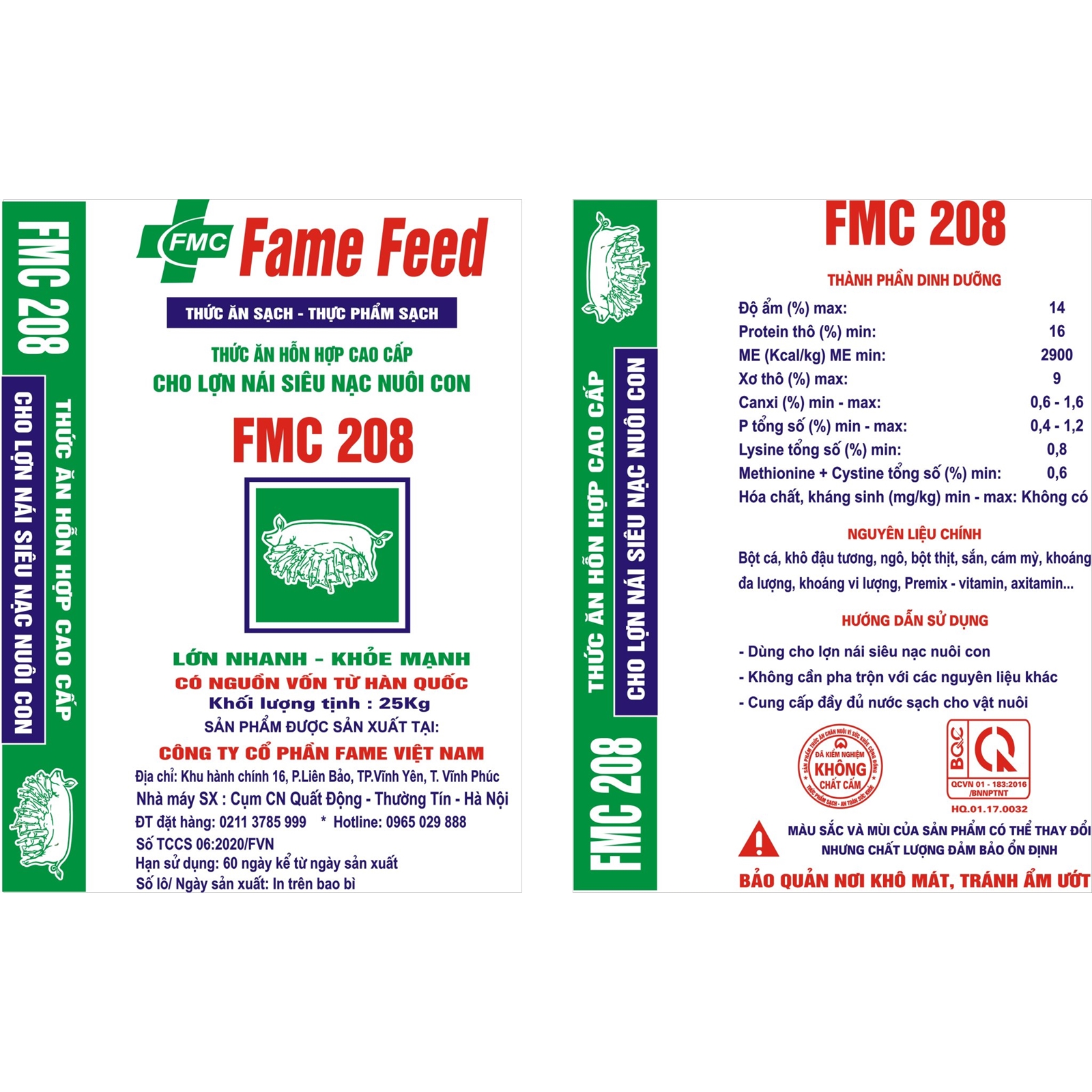 Thức ăn hỗn hợp cao cấp cho lợn nái siêu nạc nuôi con FMC 208